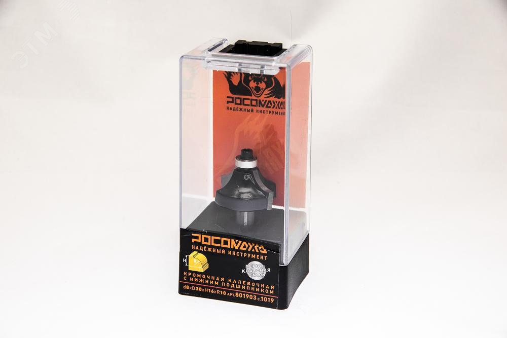 Изображение товара Фреза кромочная калевочная с нижним подшипником D8 D30 H16 R10 серия 1019 Росомаха