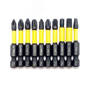 Изображение товара Набор магнитных ударных бит длинной 50 мм Ph1хPh2хPh2хPh3хPz1хPz2хPz3хSL5хT30хSW4 (шт)