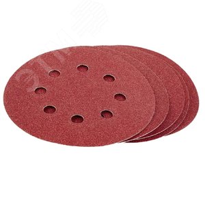 Изображение товара Круг шлифовальный, перфорированный 8 отверстий под липучку 125 мм зерно 180 5 шт уп. (уп)