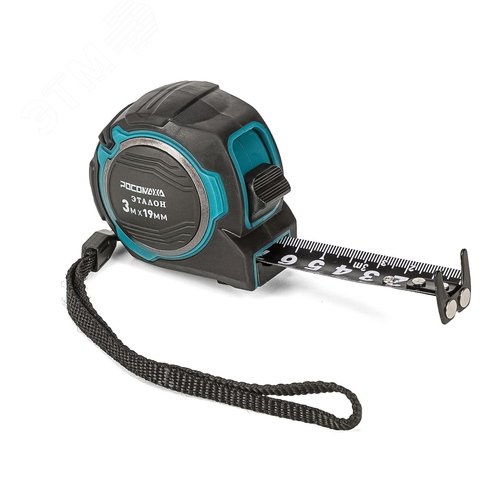 Изображение товара Рулетка в обрезиненом корпусе ЭТАЛОН с двухсторонней ч/б устойчивой лентой и магнитом 3,0 м, 19 мм (шт)