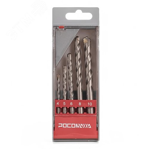 Изображение товара Набор ударных сверл по камню, кирпичу и бетону 4, 5, 6, 8, 10 мм (шт)