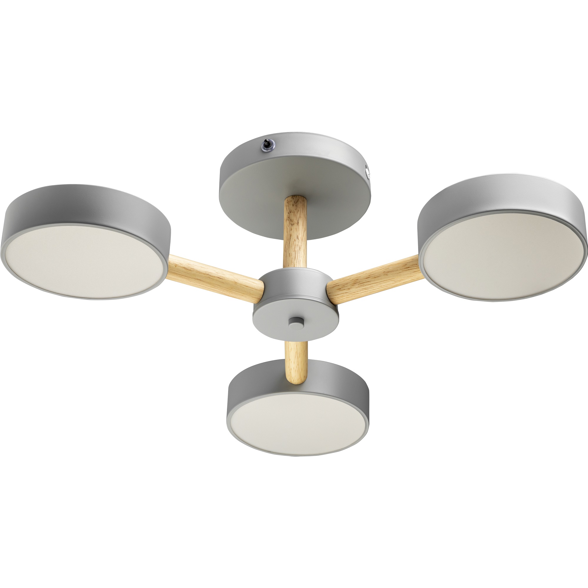 Люстра потолочная светодиодная диммируемая, SCANDIA, с ДУ, 3 режима, 520х520х170мм, 45Вт, 2700К/4200К/6400К, 17м, серый/дерево