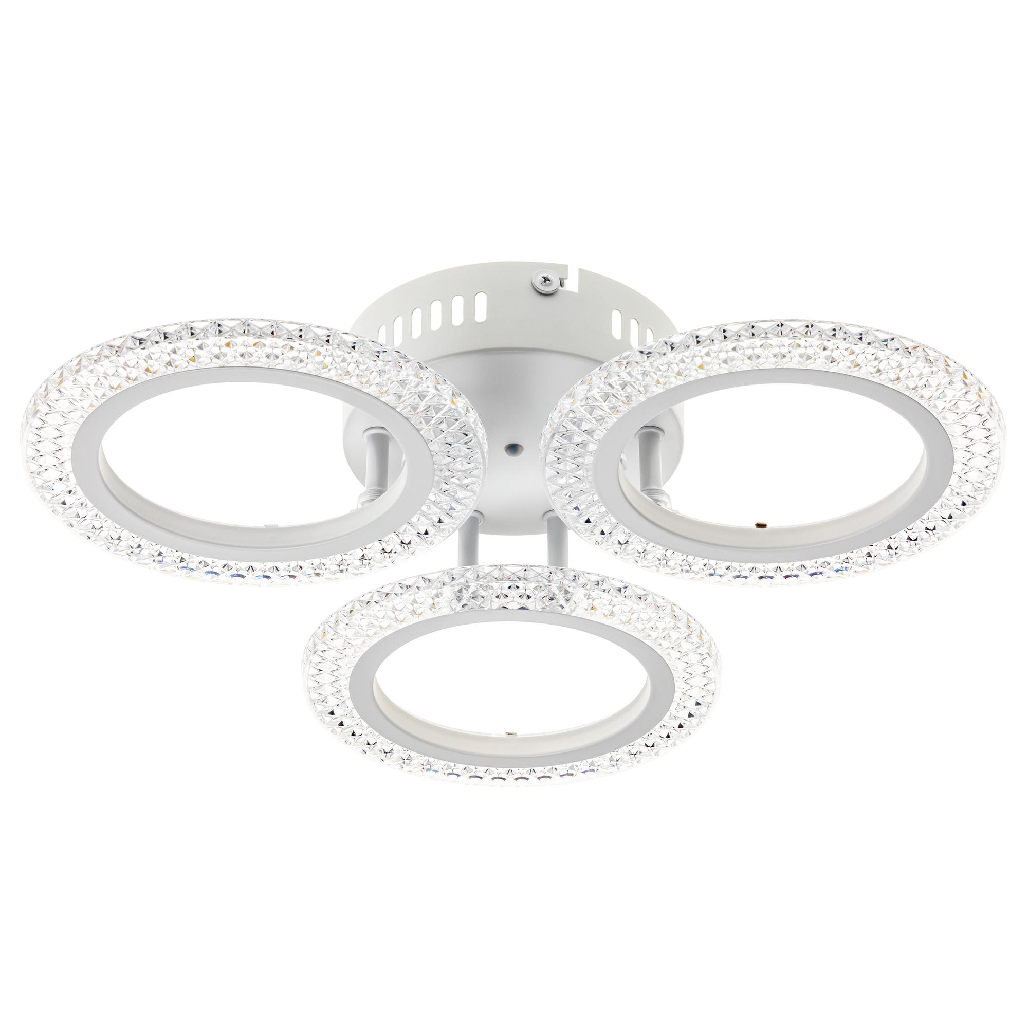 Люстра потолочная светодиодная диммируемая, RIFLESSO, с ДУ, 3 режима, 435х435х75мм, 42Вт, 2700K/4200K/6400K, 13м, белый