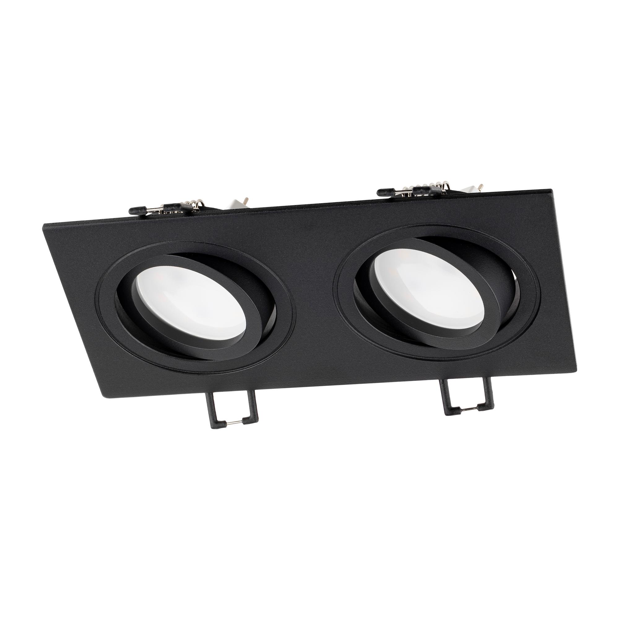 Светильник встраиваемый, ARTIN, прямоугольник, 175х94х25мм, монтажное отверстие 75х150мм, 2хGU5.3, алюминий, черный