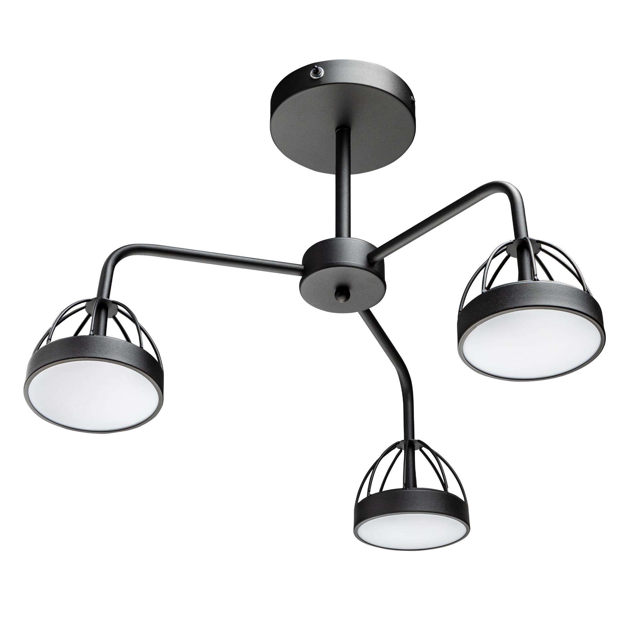 Люстра потолочная светодиодная диммируемая, MATTINO, с ДУ, 3 режима, 480х430х380мм, 48Вт, 2700К/4200К/6400К, 16м, черный