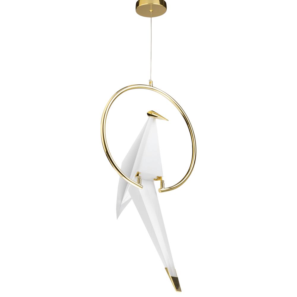 Светильник подвесной светодиодный, декоративный, BIRDIE, 415х330х1200мм, 4000К, золото