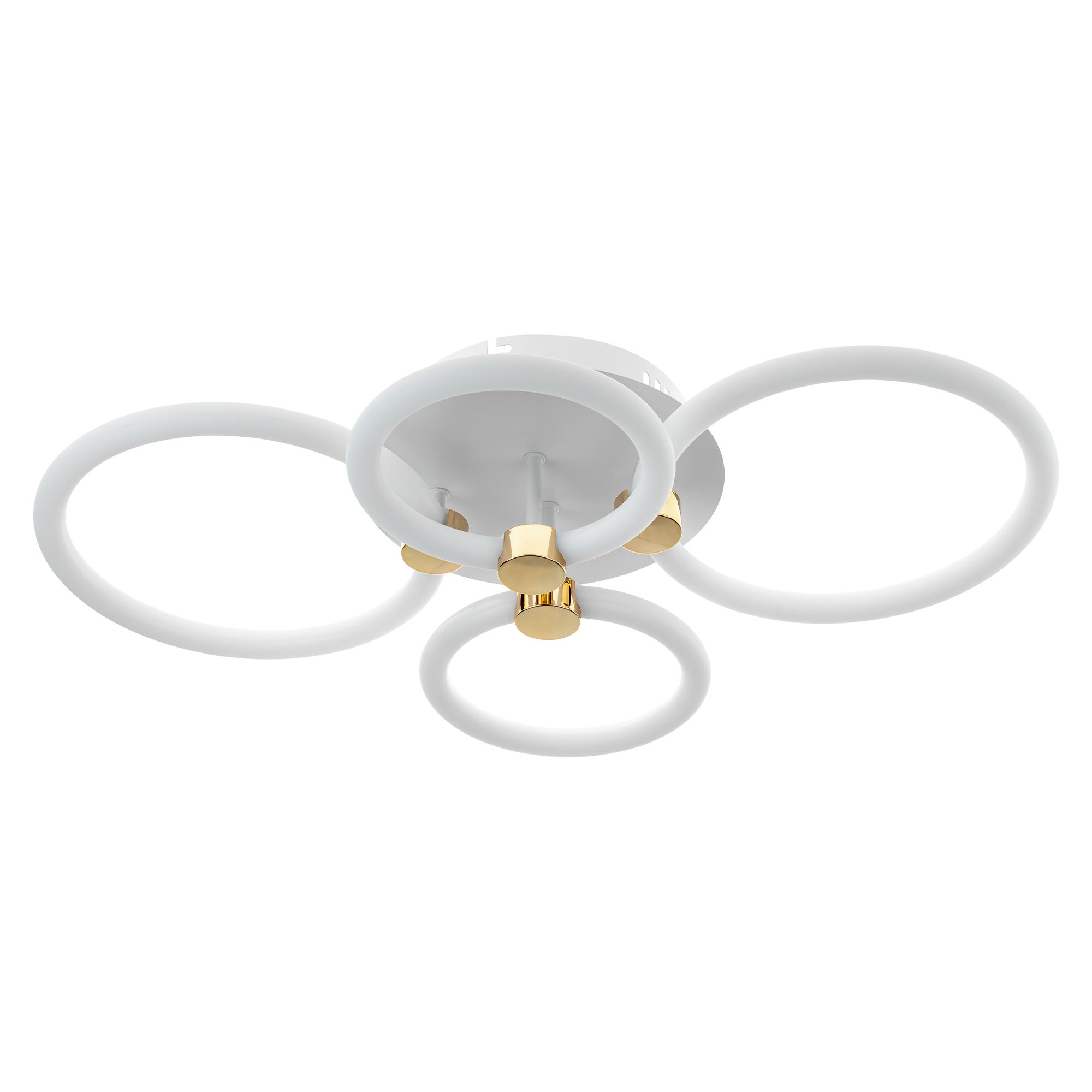 Люстра потолочная светодиодная диммируемая, OTTIMO, Алиса, с ДУ, 3 режима, 615х415х130мм, 100Вт, 2700K+6400K/4200K/6400K+2700K, 45м, белый/золото