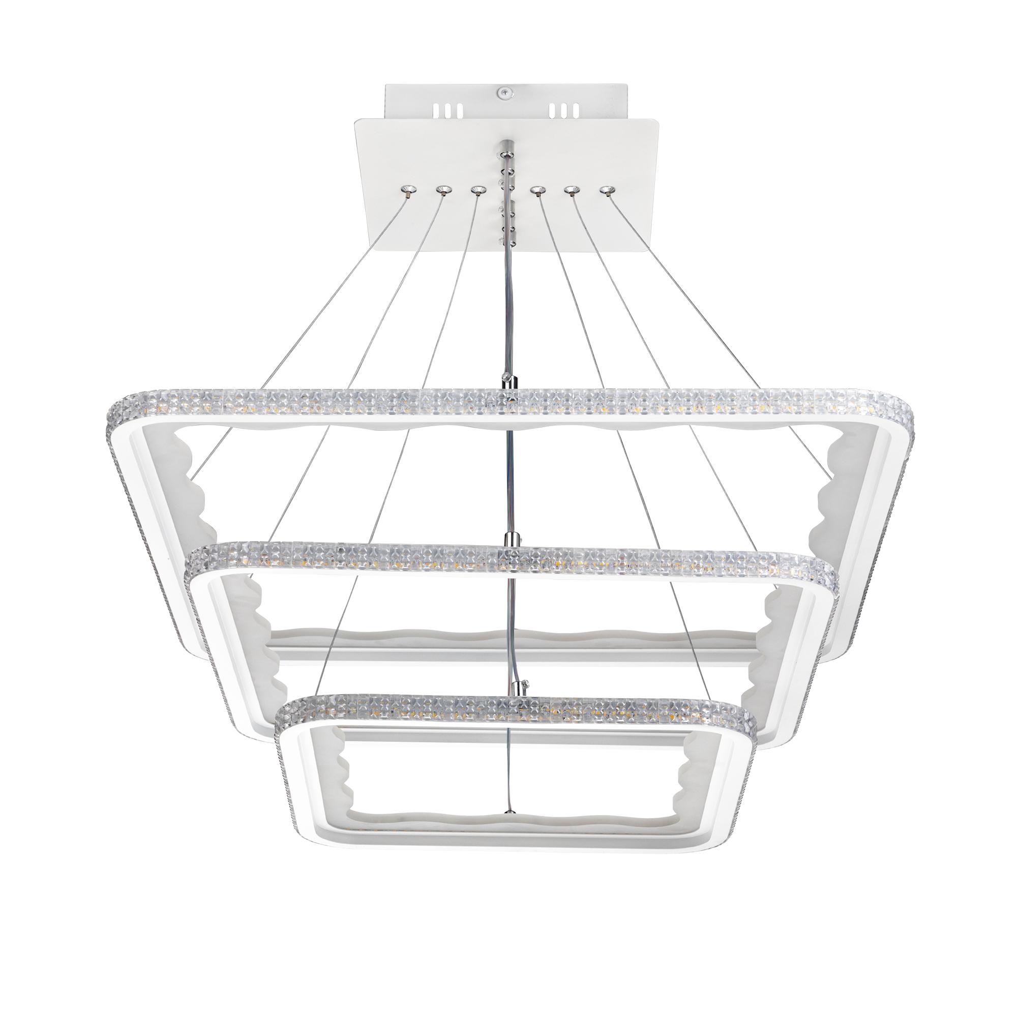 Люстра потолочная светодиодная диммируемая, LUCIDO, с ДУ, 3 режима, 600x600x1000мм, 284Вт, 2700К+6400К, 4200К/6400К+2700К, 86м, белый