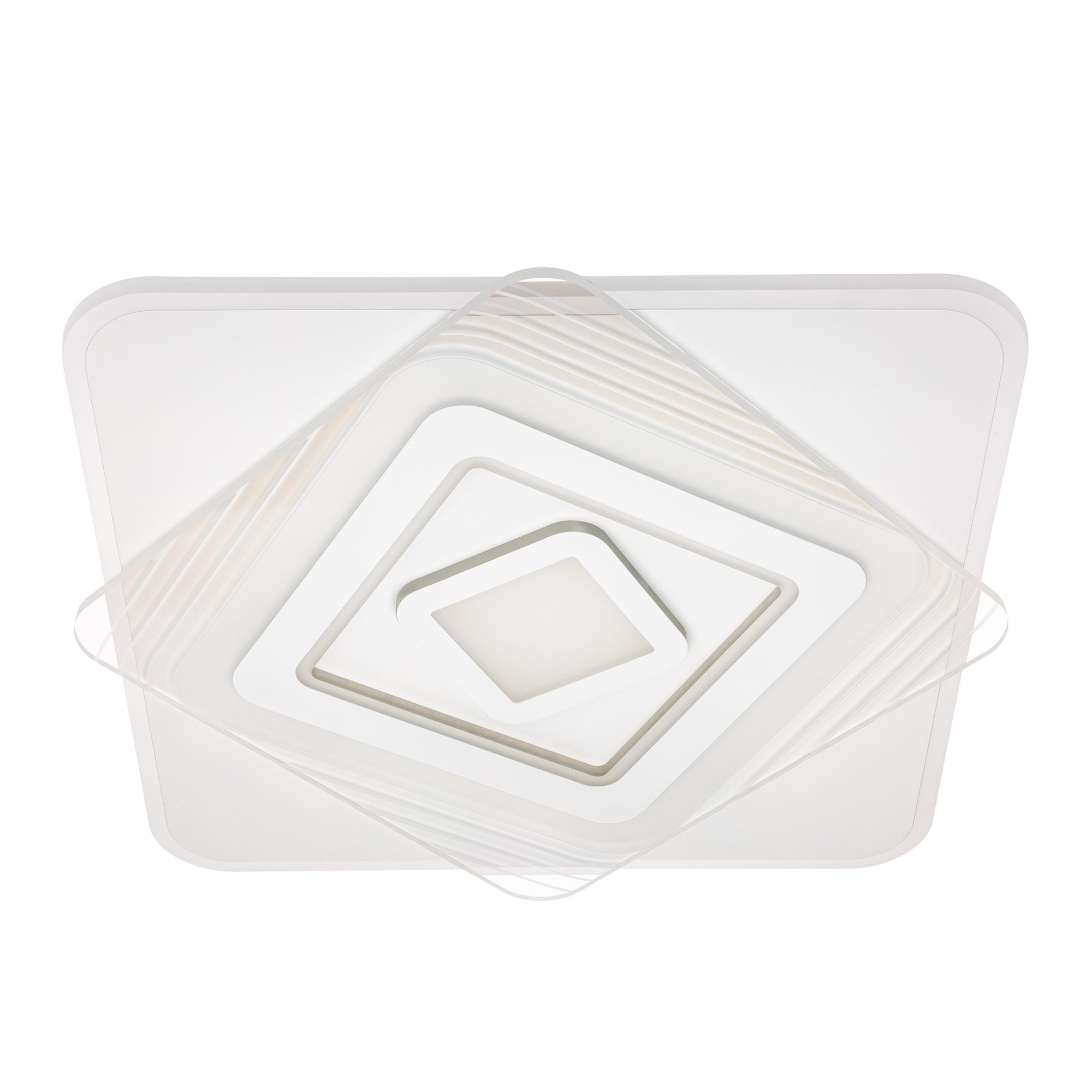 Люстра потолочная светодиодная диммируемая, BRIENNO, с ДУ, 3 режима, 520х520х50мм, 100Вт, 2700+6400K/4200K/6400+2700K, 35м, белый