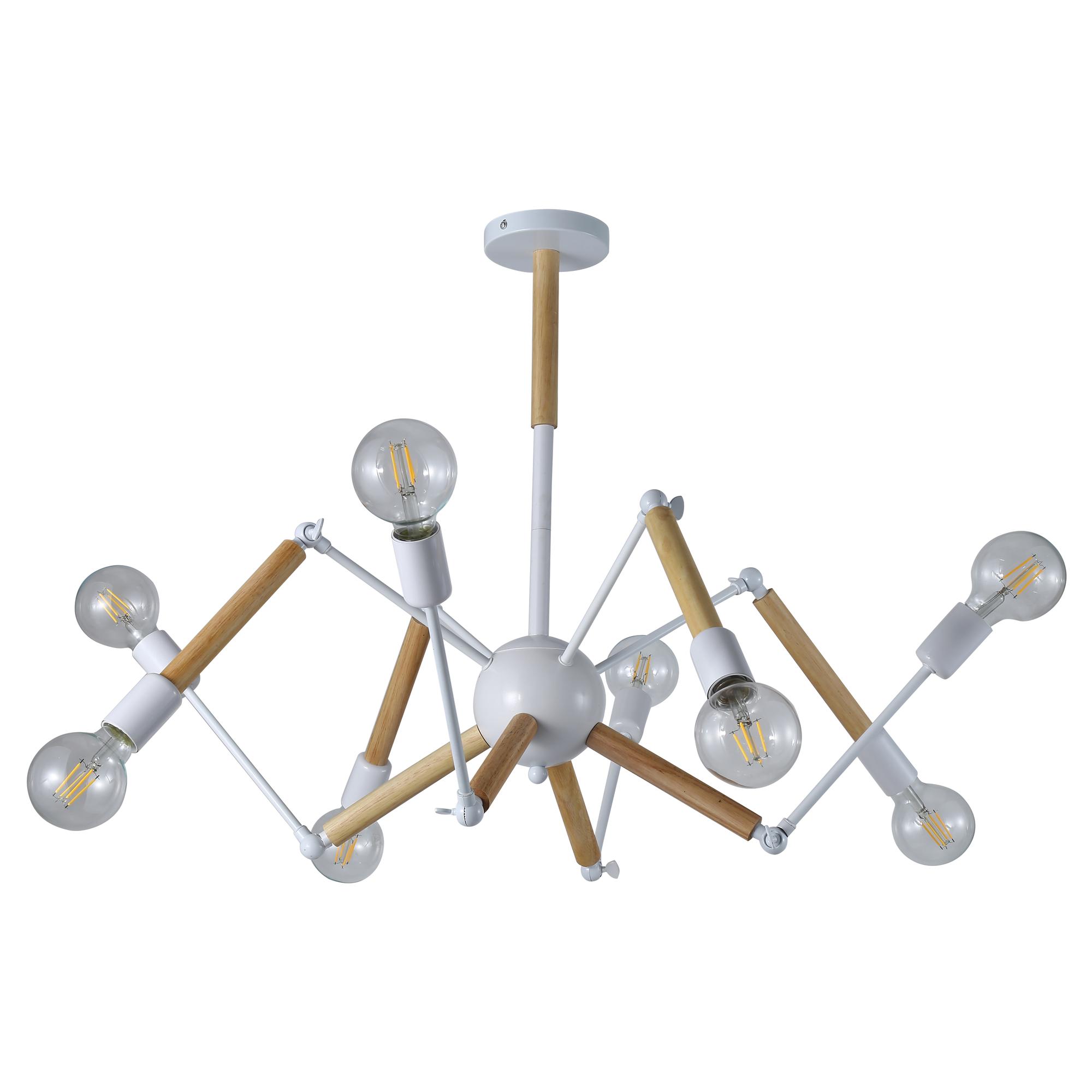 Люстра потолочная, HALM, 1100х1100х580мм, 8хE27, металл/дерево, белый/дерево