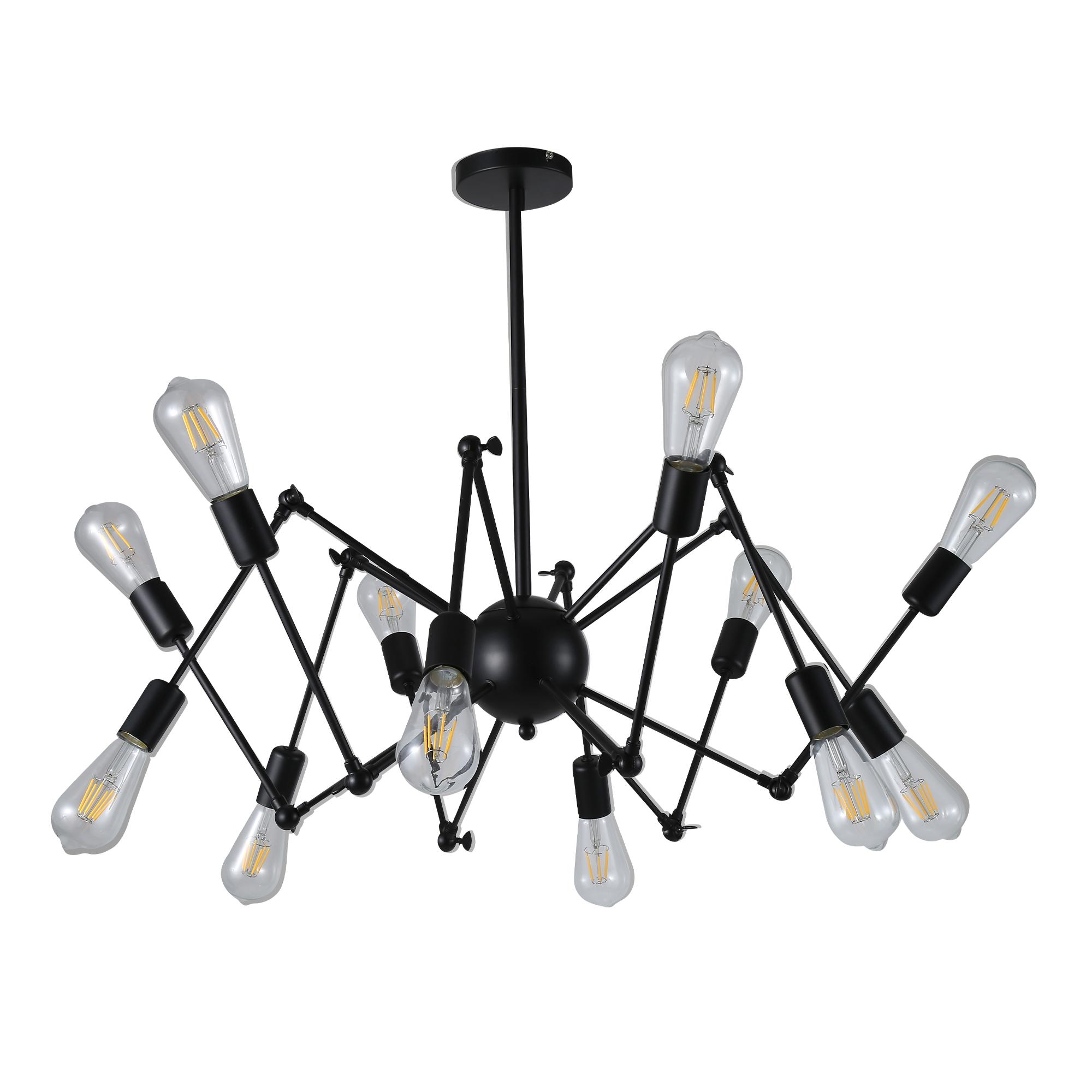 Люстра потолочная, HALM, 1200х1200х620мм, 12хE27, металл, черный