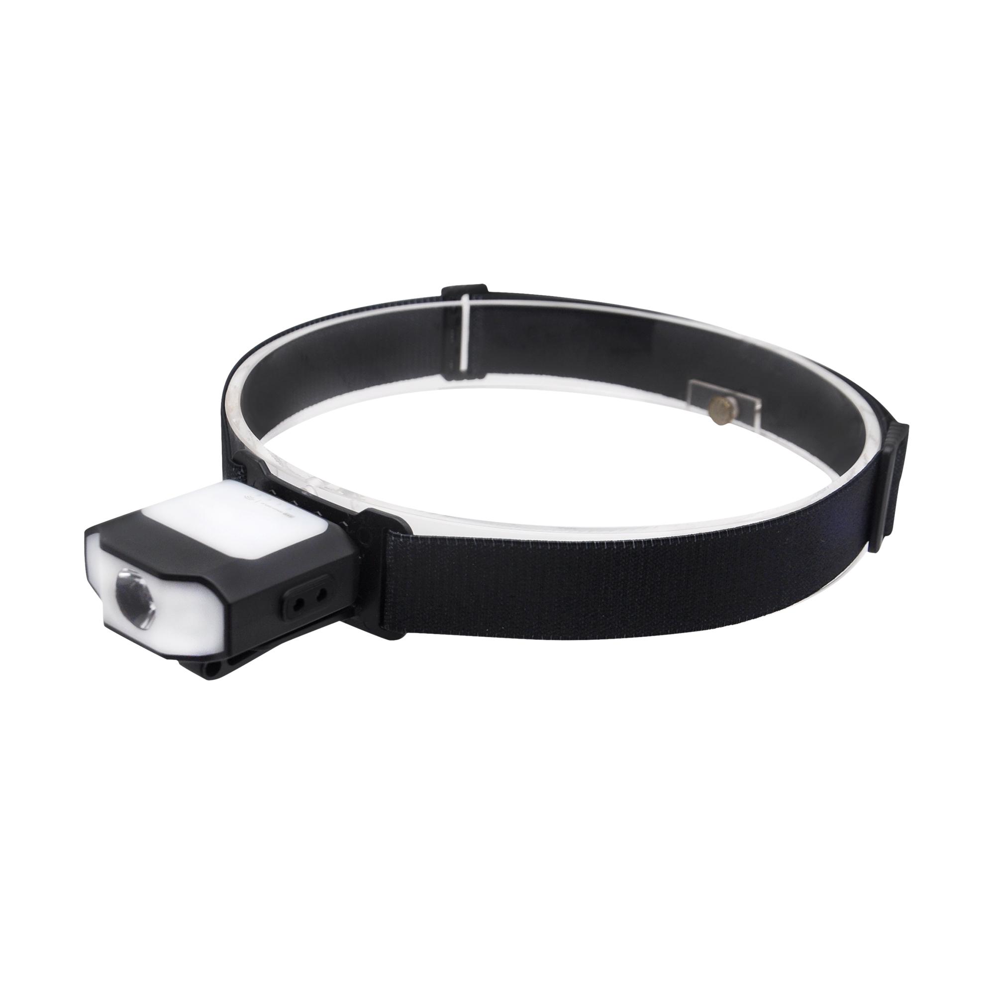 Фонарь налобный, аккумуляторный, LED, регулируемый ремень, крепление на кепку, подвес, датчик движения, 3 режима работы, 5Вт, 1200 мАч, 180Лм, IP44