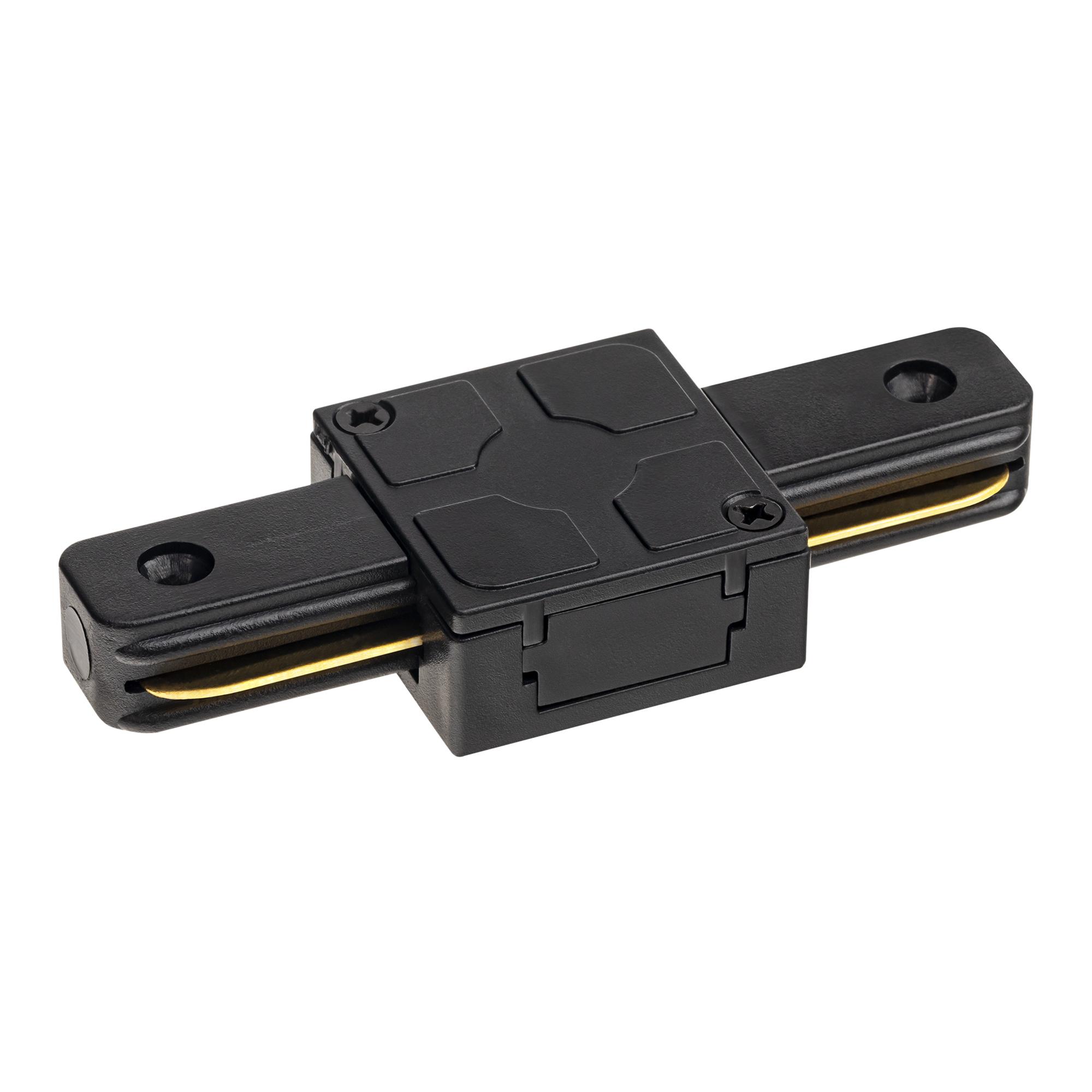 Коннектор трековый, для соединения шинопровода, прямой, жесткий, ARTLINE, пластик/медь, черный