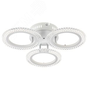 Люстра потолочная светодиодная диммируемая, RIFLESSO, с ДУ, 3 режима, 435х435х75мм, 42Вт, 2700K/4200K/6400K, 13м, белый - фото 1