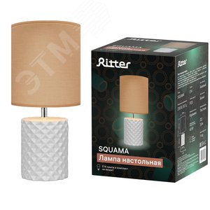 Светильник настольный, с абажуром, SQUAMA, 150х150х330мм, E14, max. 40Вт, 1.6м, белый/кофейный, фарфор - фото 2
