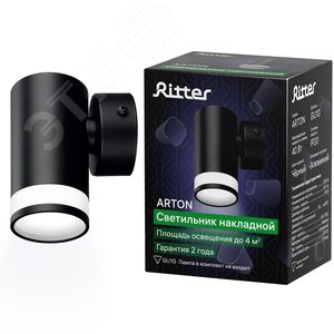 Светильник накладной, ARTON, цилиндр, 55x85x110мм, GU10, алюминий/стекло, черный - фото 2