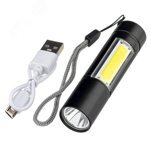 Фонарь ручной, аккумуляторный, основной и боковой источник света, литиевый аккумулятор, 10Вт, 600 мАч - фото 3