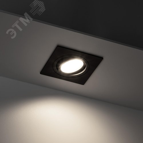 Светильник встраиваемый, ARTIN, квадрат, 94х94х25мм, монтажное отверстие 75х75мм, GU5.3, алюминий, черный - фото 2