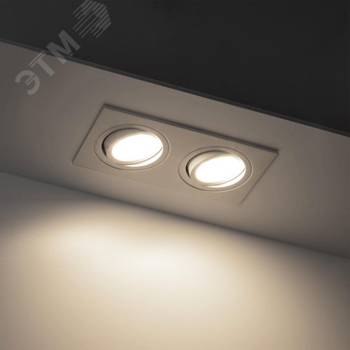 Светильник встраиваемый, ARTIN, прямоугольник, 175х94х25мм, монтажное отверстие 75х150мм, 2хGU5.3, алюминий, белый - фото 3