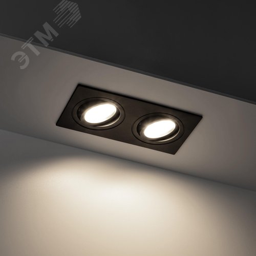 Светильник встраиваемый, ARTIN, прямоугольник, 175х94х25мм, монтажное отверстие 75х150мм, 2хGU5.3, алюминий, черный - фото 2