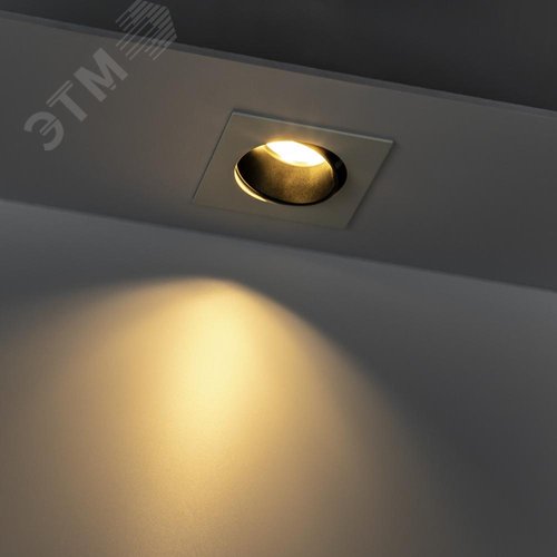 Светильник встраиваемый, ARTIN, скрытая лампа, квадрат, 90х90х30 мм, монтажное отверстие 75х75 мм, GU5.3, алюминий, белый - фото 2