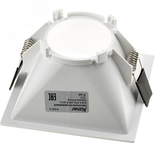 Светильник встраиваемый, ARTIN, скрытая лампа, квадрат, 94х94х52мм, монтажное отверстие 85х85мм, GU5.3, поликарбонат, белый, 51437 4, Ritter - фото 5