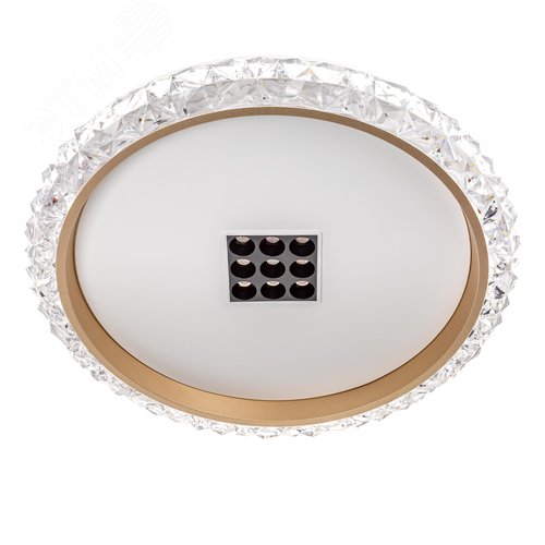 Люстра потолочная светодиодная диммируемая, GALASSIA, с ДУ, 3 режима, 500х500х80мм, 70Вт, 2700К/4200К/6400К, 24м, белый/золото - фото 1