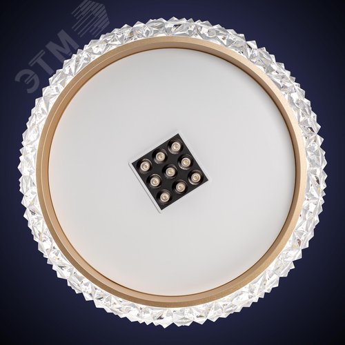 Люстра потолочная светодиодная диммируемая, GALASSIA, с ДУ, 3 режима, 500х500х80мм, 70Вт, 2700К/4200К/6400К, 24м, белый/золото - фото 4