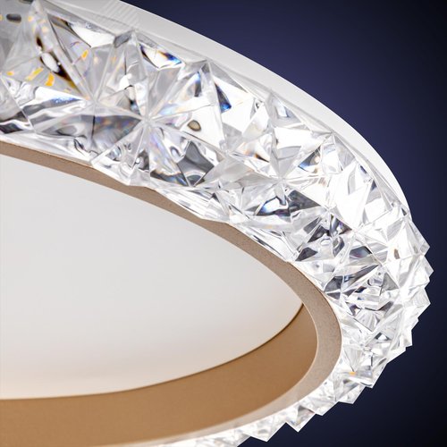 Люстра потолочная светодиодная диммируемая, GALASSIA, с ДУ, 3 режима, 500х500х80мм, 70Вт, 2700К/4200К/6400К, 24м, белый/золото - фото 5