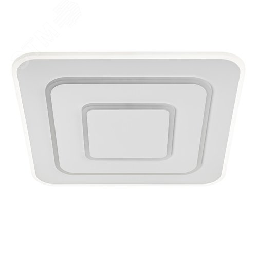 Люстра потолочная светодиодная диммируемая, GALASSIA, с ДУ, 3 режима, 470х470х55мм, 94Вт, 2700K+6400K/4200K/6400K+2700К, 43м, белый - фото 1