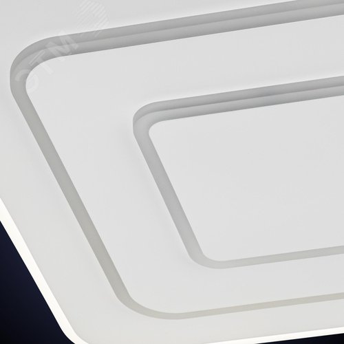 Люстра потолочная светодиодная диммируемая, GALASSIA, с ДУ, 3 режима, 470х470х55мм, 94Вт, 2700K+6400K/4200K/6400K+2700К, 43м, белый - фото 6