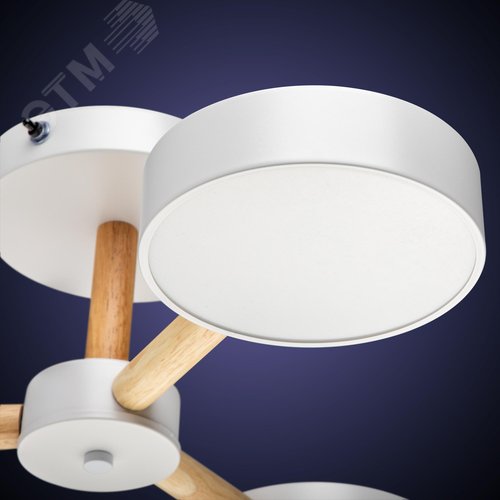 Люстра потолочная светодиодная диммируемая, SCANDIA, с ДУ, 3 режима, 520х520х170мм, 45Вт, 2700К/4200К/6400К, 17м, белый/дерево - фото 4