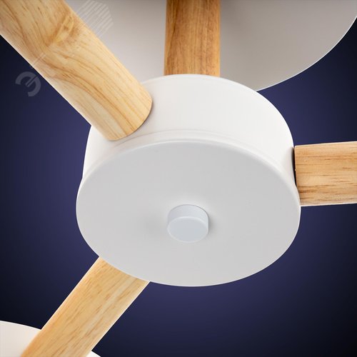 Люстра потолочная светодиодная диммируемая, SCANDIA, с ДУ, 3 режима, 520х520х170мм, 45Вт, 2700К/4200К/6400К, 17м, белый/дерево - фото 5