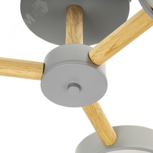 Люстра потолочная светодиодная диммируемая, SCANDIA, с ДУ, 3 режима, 520х520х170мм, 45Вт, 2700К/4200К/6400К, 17м, серый/дерево - фото 3