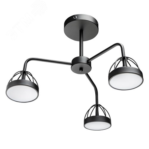 Люстра потолочная светодиодная диммируемая, MATTINO, с ДУ, 3 режима, 480х430х380мм, 48Вт, 2700К/4200К/6400К, 16м, черный - фото 1