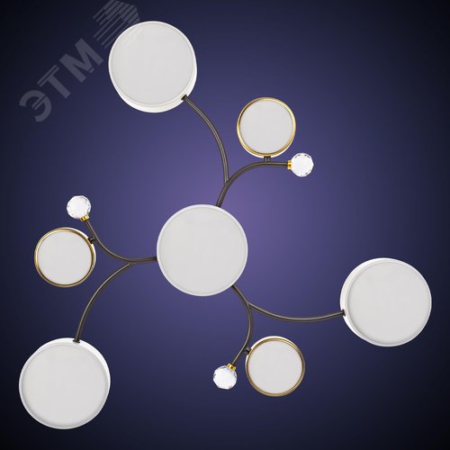 Люстра потолочная светодиодная диммируемая, SCANDIA, с ДУ, 3 режима, 670х670х210мм, 80Вт, 2700К/4200К/6400К, 29м, черный/золото/белый - фото 4