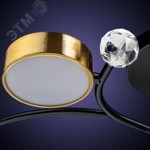 Люстра потолочная светодиодная диммируемая, SCANDIA, с ДУ, 3 режима, 670х670х210мм, 80Вт, 2700К/4200К/6400К, 29м, черный/золото/белый - фото 6