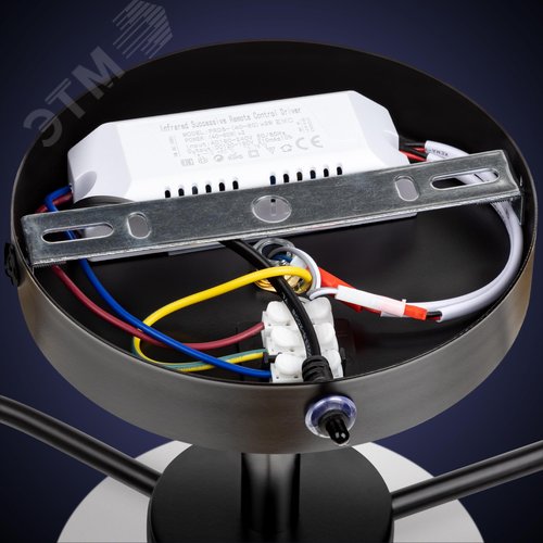 Люстра потолочная светодиодная диммируемая, SCANDIA, с ДУ, 3 режима, 670х670х210мм, 80Вт, 2700К/4200К/6400К, 29м, черный/золото/белый - фото 10