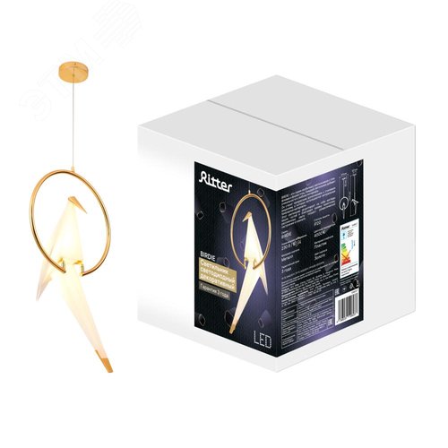 Светильник подвесной светодиодный, декоративный, BIRDIE, 415х330х1200мм, 4000К, золото - фото 2