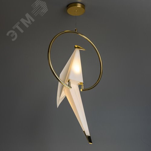 Светильник подвесной светодиодный, декоративный, BIRDIE, 415х330х1200мм, 4000К, золото - фото 6