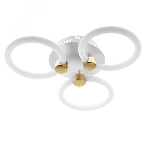 Люстра потолочная светодиодная диммируемая, OTTIMO, Алиса, с ДУ, 3 режима, 405x375x90мм, 2700K/4200K/6400K, 66Вт, 30м, белый/золото - фото 1