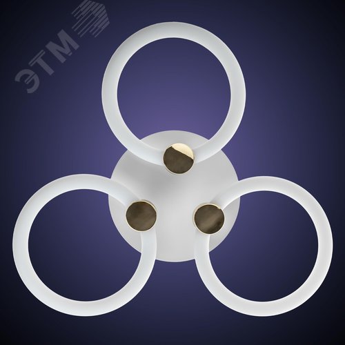 Люстра потолочная светодиодная диммируемая, OTTIMO, Алиса, с ДУ, 3 режима, 405x375x90мм, 2700K/4200K/6400K, 66Вт, 30м, белый/золото - фото 4