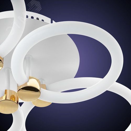 Люстра потолочная светодиодная диммируемая, OTTIMO, Алиса, с ДУ, 3 режима, 615х415х130мм, 100Вт, 2700K+6400K/4200K/6400K+2700K, 45м, белый/золото - фото 5