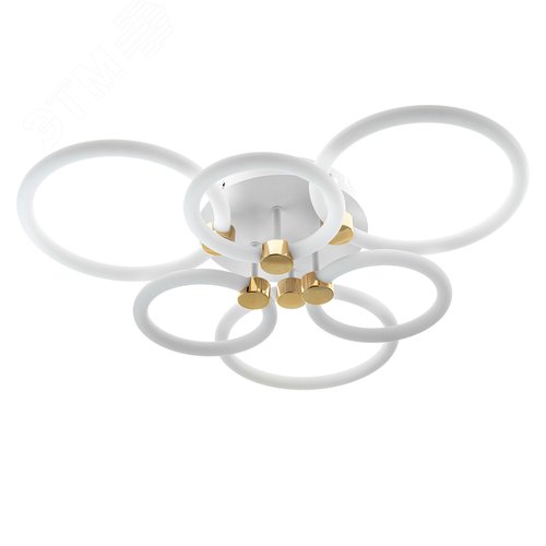 Люстра потолочная светодиодная диммируемая, OTTIMO, Алиса, с ДУ, 3 режима, 605x560x130мм, 144Вт, 2700K/4200K/6400K, 65м, белый/золото - фото 1