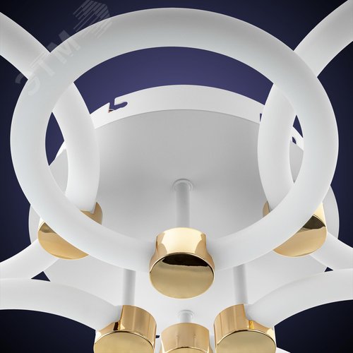 Люстра потолочная светодиодная диммируемая, OTTIMO, Алиса, с ДУ, 3 режима, 605x560x130мм, 144Вт, 2700K/4200K/6400K, 65м, белый/золото - фото 5