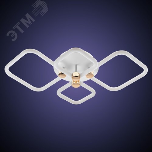 Люстра потолочная светодиодная диммируемая, OTTIMO, Алиса, с ДУ, 3 режима, 720х425х130мм, 102Вт, 2700K+6400K/4200K/6400K+2700K, 46м, белый/золото - фото 4