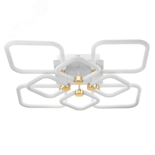 Люстра потолочная светодиодная диммируемая, OTTIMO, Алиса, с ДУ, 3 режима, 610х610х130мм, 198Вт, 2700K/4200K/6400K, 89м, белый/золото - фото 1