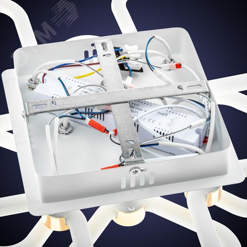 Люстра потолочная светодиодная диммируемая, OTTIMO, Алиса, с ДУ, 3 режима, 610х610х130мм, 198Вт, 2700K/4200K/6400K, 89м, белый/золото - фото 7