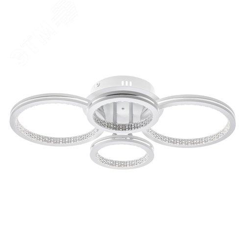 Люстра потолочная светодиодная диммируемая, LUCIDO, с ДУ, 3 режима, 565x385x130мм, 72Вт, 2700K/4200K/6400К, 24м, белый/серебро - фото 1