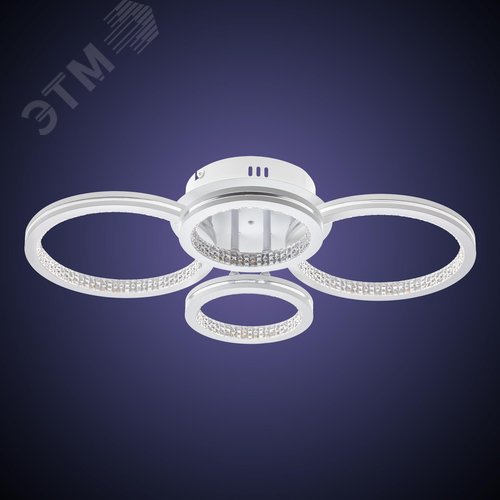 Люстра потолочная светодиодная диммируемая, LUCIDO, с ДУ, 3 режима, 565x385x130мм, 72Вт, 2700K/4200K/6400К, 24м, белый/серебро - фото 4